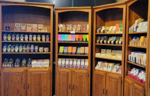 Display Cases loaded with chocolate from around the world