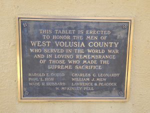 World War I plaque at DeLand Memorial Hospital and Veterans Museum