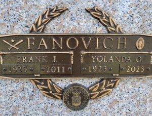 Frank Fanovich was a major league baseball player and later officer with the New York City police department. Frank and his wife Yolanda are interred at Sea Pines Cemetery in Edgewater, FL in the All Faiths Mausoleum. 