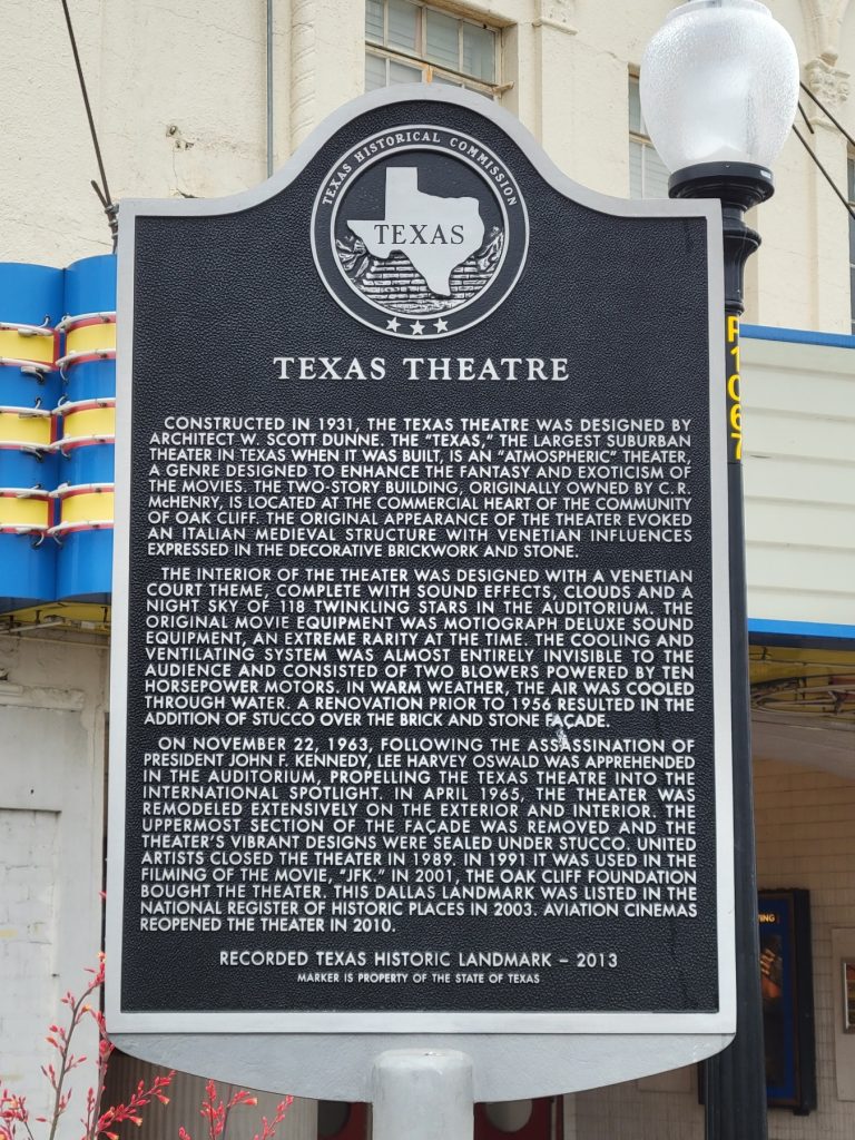 Texas Theatre historic marker
