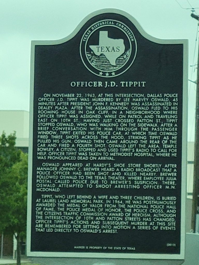 Historic Marker in honor of Officer J. D. Tippit