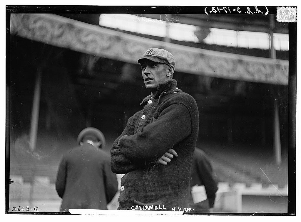 Ray Caldwell was lightning on the baseball field; figuratively and literally after being struck while pitching. Ray Caldwell Courtesy Library of Congress