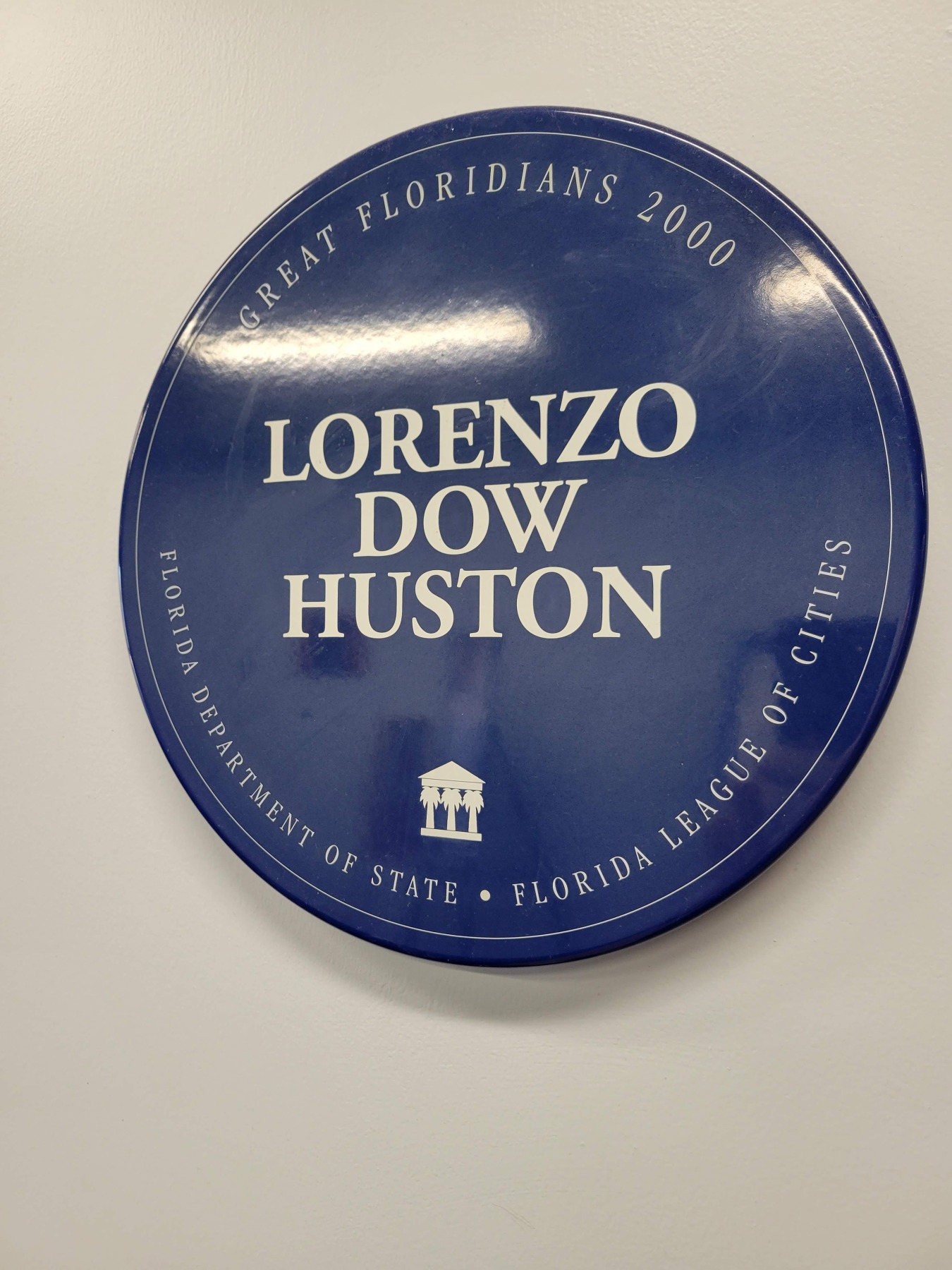 Lorenzo Dow Huston Great Floridians 2000 marker at the City Island Library in Daytona Beach