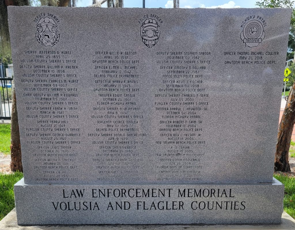 Law Enforcement Memorial Volusia and Flagler Counties Roy Nelson New Smyrna Beach Police Officer In Memory