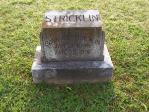 Banny Praither Stricklin headstone. Image courtesy Findagrave