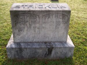 James & Sophronia Stricklin headstone Courtesy Findagrave